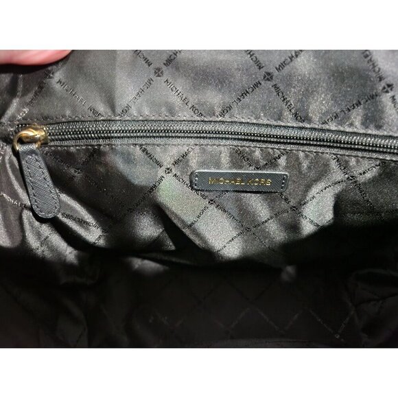 Michael Kors Charlotte Large Saffiano Black Leather Top-Zip Tote Bag/Excellent U - Picture 6 of 6